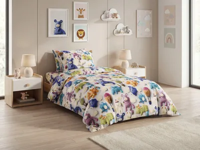 Obrázek produktu pro Dětské povlečení z mikrovlákna WOOLIMALS barevné Rozměr povlečení: 70 x 80 cm | 140 x 200 cm