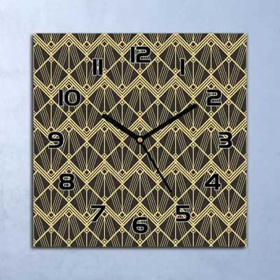 Produktbild von Wanduhr Echt-Glas-Küchenuhr Abstrakte gold Kunst Quarz 30x30 Deko Bilder