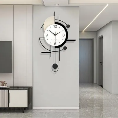 Immagine prodotto di Orologio da parete moderno e silenzioso con pendolo, orologio da parete minimalista con pendolo, struttura in metallo, ideale per soggiorno, corridoio, camera da letto, ufficio, cucina, dimensioni 70 x 38 cm