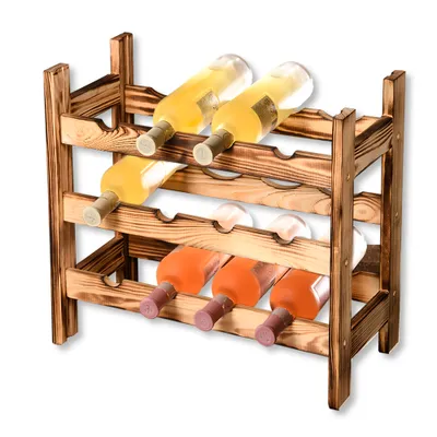 Produktbild von KESPER Weinregal, Kiefer, geflammt, mit Halterung für 12 Flaschen, Maße: 49x25x45 cm, 69120