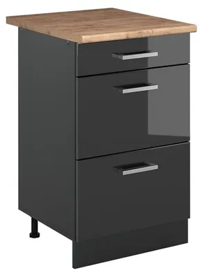 Produktbild von Küchenunterschrank Vicco R-Line Anthrazit Hochglanz/Anthrazit 50 cm Arbeitsplatte Goldkraft Eiche, Model 69780