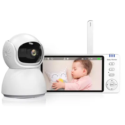 Produktbild von Babyphone mit Bildschirm, 5" LCD, Nachtsicht Babymonitor, Sprachübertragung, Temperaturüberwachung, Musik und Alarm