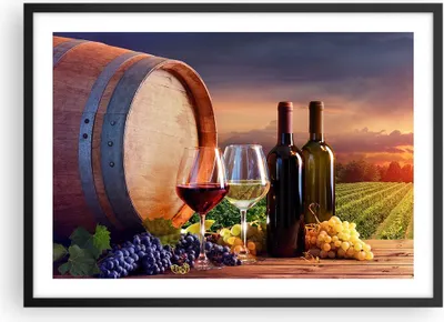 Produktbild von Gerahmtes Poster - Schwarzer Rahmen - Wein Weinberg Sommer - 70x50 cm - Wand Bild - Wanddeko - Wandbilder - Kunstposter - Wandposter - Bilderrahmen - Bilder - Kunstdruck - Wandbild - P2BAA70x50-4125