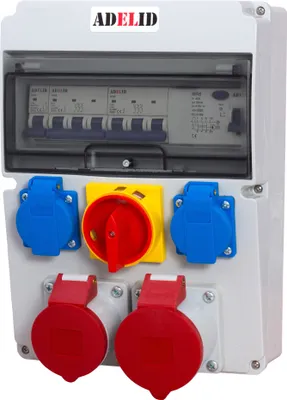 Produktbild von Baustromverteiler Wandverteiler Komplett CEE 2x 16A 400V 2x 16A 230V Schuko Steckdose BALS mit LS-Schalter FI-Schutzschalter Hauptschalter