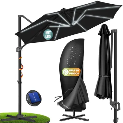 Produktbild von KESSER® Sonnenschirm Ampelschirm SUN Ø330cm, 7-fach verstellbar, 360° drehbar, inkl. Abdeckung
