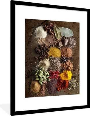 Produktbild von MuchoWow® Gerahmtes Poster Gewürze zusammen gemischt 60x80 cm - Poster mit Schwarzem Bilderrahmen Wandposter Rahmen Foto Bilder - Wohnzimmer - Dekorationen - Prämie