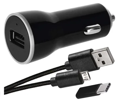 Productafbeelding van USB-autoadapter 2.1A-micro-USB-kabel-USB-C-adapter Emos 1704021900-niet-origineel
