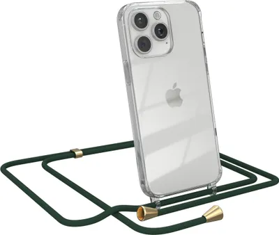 Produktbild von EAZY CASE Handykette kompatibel mit Apple iPhone 15 Pro Max, Handyhülle mit Umhängeband, Handykordel, Schutzhülle Clear, Band in Grün