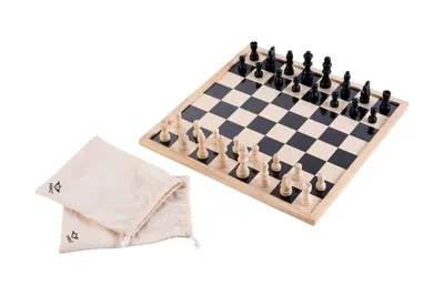 Image de Jeu d'échecs et de dames Longfield avec sacs en coton