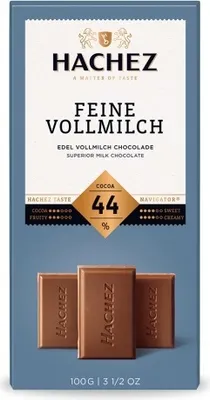 Immagine prodotto di Cioccolato Hachez fine al latte intero con ripieno al 44% di cacao 100g