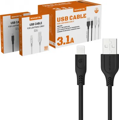Zdjęcie produktu dla Kabel Usb Iphone 3.1A Somostel Czarny 3100Mah Quick Charger Qc 3.0 1M Powerline Sms-Bt09 Ecl