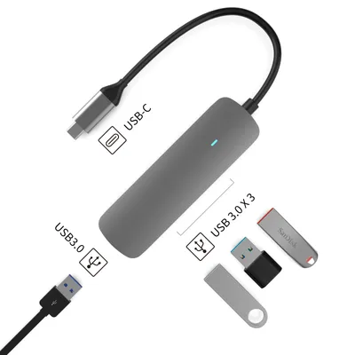 Produktbild von MMOBIEL USB-C auf 4x USB-A Adapter Hub Splitter für Macbook etc. - USB 3.0 - Aluminium