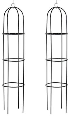 Produktbild von 2x Rank-Obelisk, Metall, Grün, für Kletterpflanzen, 4 Erdspieße, H 191 cm