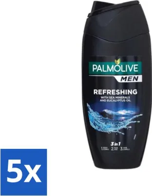 Produktbild von Palmolive Men 3-in-1 Körper Gesicht Haare Erfrischendes ätherisches Eukalyptusöl Meersalzextrakt 250 ml - Vorteilspack - 5 Stücke