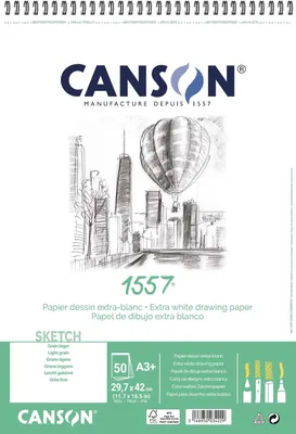 Image de CANSONC31412A005 CANSON Bloc de papier à dessin 1557, DIN A3, 180 g/qm, 30 feuilles