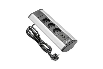 Obrázok produktu pre GTV 3 rohové zásuvky s 2 portami USB 2,1 A 5 V