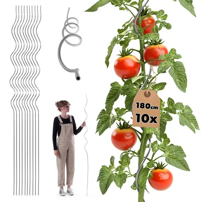 Image de KADAX Tuteur végétal en spirale en aluminium, 180 cm, 10 pièces