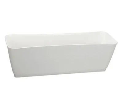 Produktbild von Blumenkasten 39cm Rattanoptik Untersetzer Balkonkasten Pflanzkasten Blumentopf