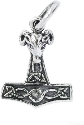 Immagine prodotto di Ciondolo a forma di martello di Thor, in argento sterling 925, placcato in argento, con catena, per gioielli