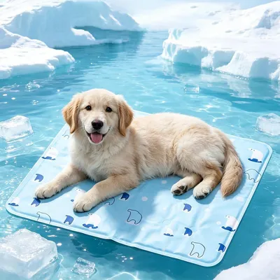 Produktbild von Kühlmatte Hunde Katzen 60x90cm Selbstkühlend mit Gel Wasserdicht Blau