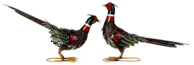 Produktbild von 2er Set Fasane Tierfiguren 28/37cm Metall stehend Dekofigur Deko Haus Garten