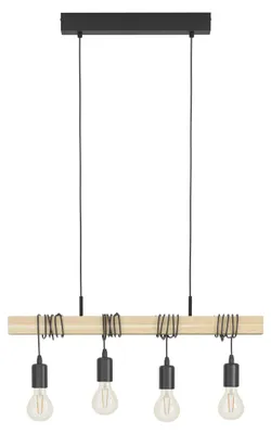 Immagine prodotto di Lampada a sospensione Eglo Townshend, set da 4, nero naturale, 70 x 10,5 x 110 cm, E27