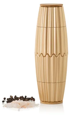Produktbild von AdHoc Magnetische Pfeffer- und Salz-Doppelmühle MagTwo, gold, CeraCut® Ceramic Mahlwerke, Kunststoff / Bambusholz