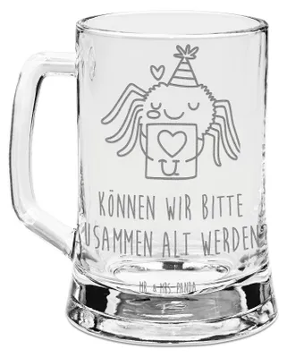 Produktbild von Mr. & Mrs. Panda Krug Spinne Agathe Brief - Transparent - Geschenk, Bierkrug Glas, Heiratsantrag, Liebespaar, Ich Liebe Dich, Humpen, Treuetest, Seidel, Liebesbeweis