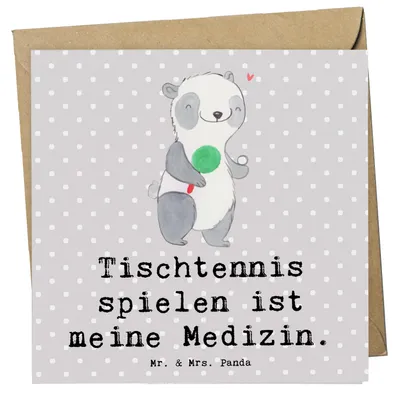 Produktbild von Mr. & Mrs. Panda Deluxe Karte Panda Tischtennis - Grau Pastell - Geschenk, Verein, Klappkarte, faltkarte, Glückwunschkarte, Bund, anlasskarte, Grußkarte, Ballsport