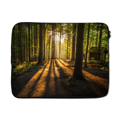 Produktbild von MuchoWow® Laptop Hülle 17 Zoll Laptoptasche Sonne - Bäume - Wald - Landschaft - Natur - Zipper - Schutzabdeckung