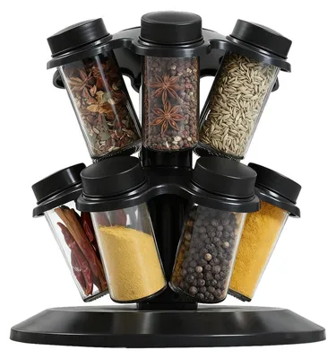 Image de Étagère tournante pour herbes aromatiques avec 12 pots, idéale pour l'organisation de la cuisine