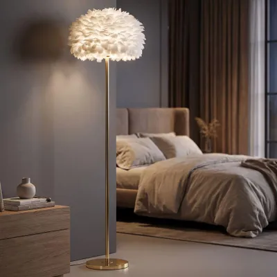 Obrázek produktu pro Stojací lampa s bílým peřím ø 43x170 cm