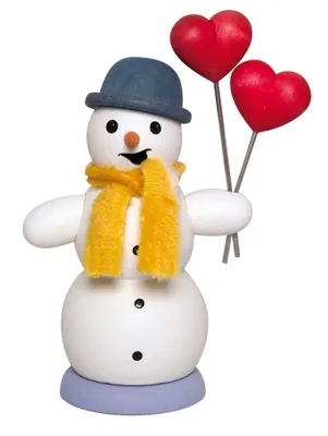 Produktbild von Drechslerei Kuhnert Räucherfigur - Schneemann mit Herz - ca.13 cm - für Räucherkerzen der Größe M (Standard) - 35035