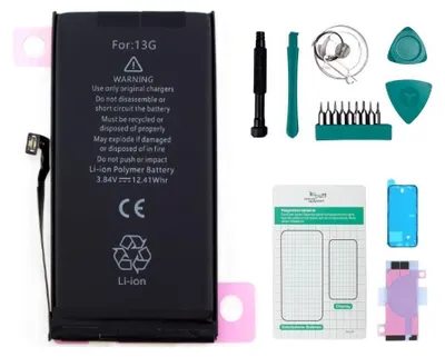 Produktbild von Ersatzakku für Apple iPhone 13, 3227 mAh Kapazität, inklusive Werkzeug Set