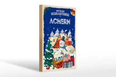 Produktbild von Holzschild Weihnachtsgrüße ACHERN Geschenk Fest 20x30cm