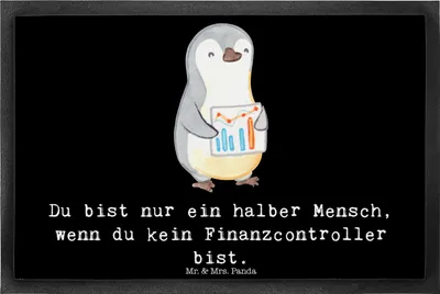 Produktbild von Mr. & Mrs. Panda Fußabtreter Finanzcontroller Herz 40 x 60 cm - Schwarz - Geschenk, Gummimatte, Fußabstreifer, Schmutzfangmatte, Bodenvorleger, fußmatte, Fussmatte