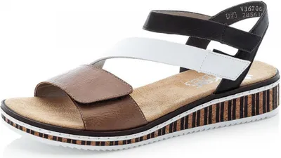 Produktbild von Rieker Sandalette  Größe 36, Farbe: leinen/weiss/schwarz