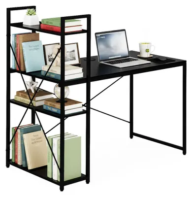 Zdjęcie produktu dla ModernHome TH-SD-1 Počítačový stůl 120x60 cm, regál se třemi policemi, černý