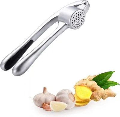 Image de Petit presse-ail en acier inoxydable, lavable au lave-vaisselle