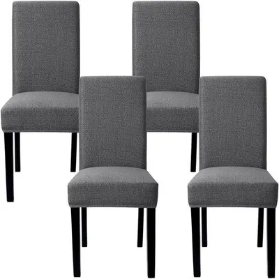 Image de Housses de chaise extensibles Unyqoos® – Lot de 4, lavables et amovibles, en Élasthanne/polyester, pour chaises de salle à manger, dossier de 43 à 58 cm, assise de 40 à 50 cm