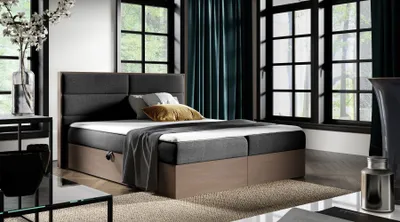 Produktbild von Kontinentales Bett 160x200 CHANTELLE 5 - dunkle Eiche / Graphit + GRATIS Matratzenauflage