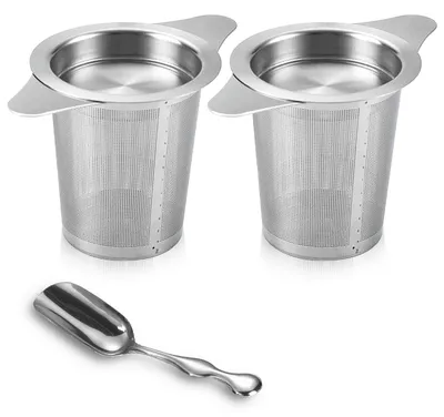 Teesieb für losen Tee, 2 Stück, Edelstahl, Ø 70 mm