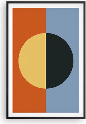 Produktbild von Gerahmtes Poster - Schwarzer Rahmen - Abstraktion Halbkreis Kontrast - 61x91,5 cm - Wand Bild - Wanddeko - Wandbilder - Kunstposter - Wandposter - Bilderrahmen - Bilder - Kunstdruck - P2BPA61x91-4604