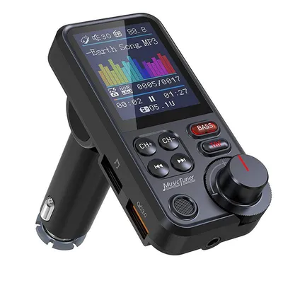 Produktbild von Auto Bluetooth Adapter mit Freisprechfunktion – FM Transmitter, 1.8" Display, Musikplayer, Schnellladen, Rauschunterdrückung