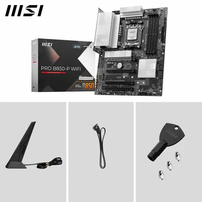 Zdjęcie produktu dla MSI PRO B850-P WIFI, AMD, Gniazdo AM5, AMD Ryzen 7000 Series, AMD Ryzen 8000 Series, AMD Ryzen 9000 Series, Gniazdo AM5, 256 GB, DDR5-SDRAM