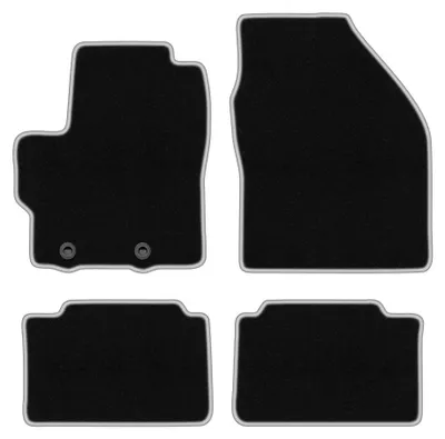 Image de Tapis de sol en moquette pour Toyota Yaris Cross 2020- (crossover) – jeu 4 pièces, noir/argent, sur mesure – Wielganizator CARLUX