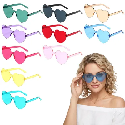 10 Paar Herz-Sonnenbrillen, Partybrille, mehrfarbig, für Erwachsene & Kinder