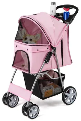 Produktbild von Zusammenklappbarer Kinderwagen für Haustiere mit Aufbewahrungskorb