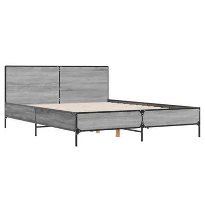 Produktbild von Bettgestell Grau Sonoma 150x200 cm Holzwerkstoff und Metall
