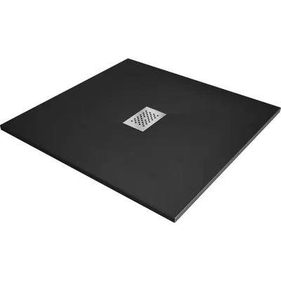 Produktbild von Mexen Hugo quadratischer Duschablauf SMC 100 x 100 cm, schwarz, Edelstahlabdeckung - 42701010-X